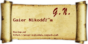 Gaier Nikodém névjegykártya